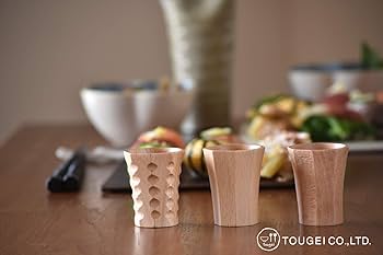 Amazon.co.jp: 籐芸 TOUGEI 酒器 3点セット (純・削・絣) 木製